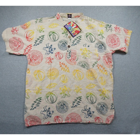 Grateful Dead Other - Grateful Dead Shirt Mens Large Henley Jayli Short Sleeve AOP Band Tee Rock Adult